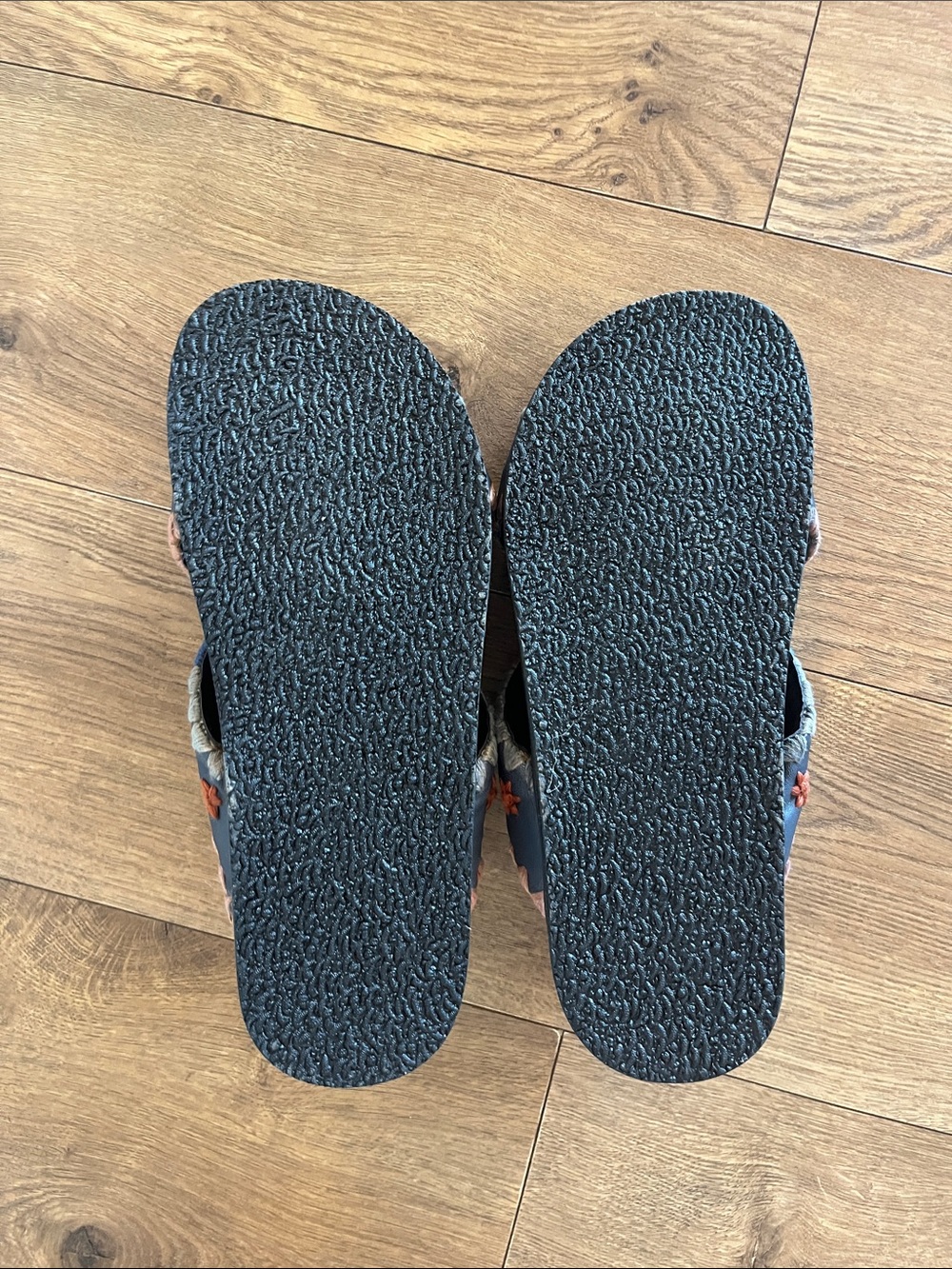 NWOT Free People Wildflowers Embroidered Leather Slide Sandals - Washed Midnight - Picture 2 of 2